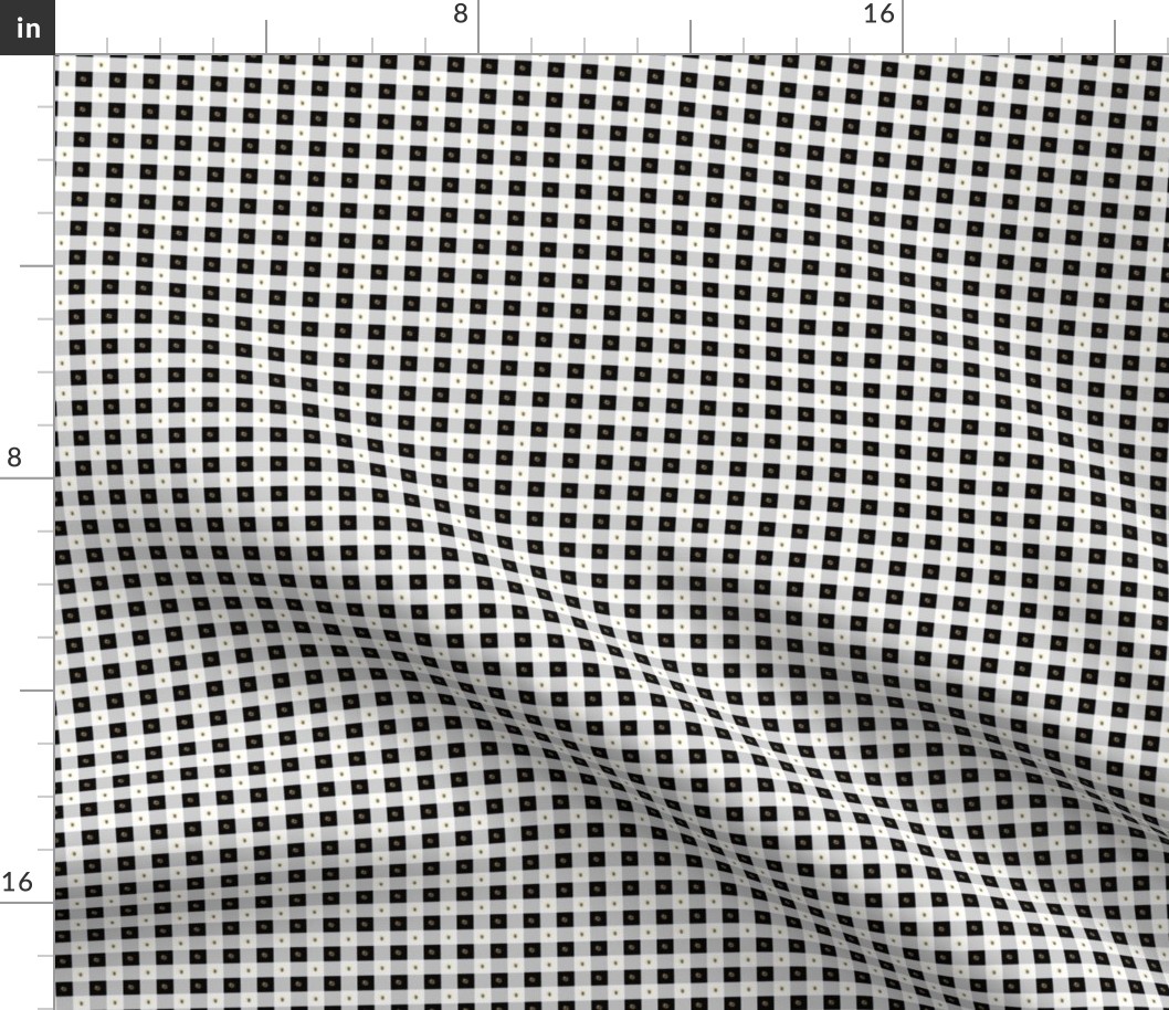 Gingham small / Save the Honey Bees  Black,Grey,White 