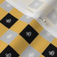 Honeybee Gingham Check / Grey Yellow Black  