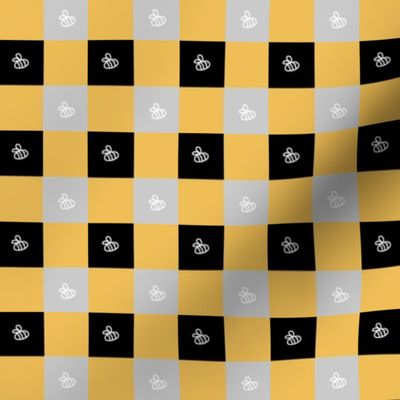 Honeybee Gingham Check / Grey Yellow Black  