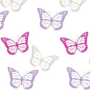 Tossed Pink, Purple, Gray Butterflies