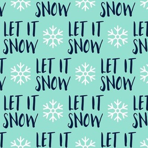 Let it Snow - navy on aqua - Christmas Winter Holiday - LAD19
