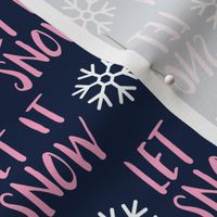 Let it Snow - pink on blue - Christmas Winter Holiday - LAD19