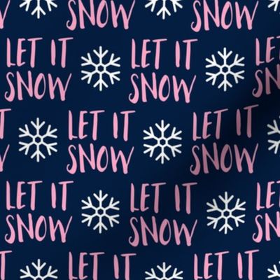 Let it Snow - pink on blue - Christmas Winter Holiday - LAD19