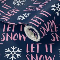 Let it Snow - pink on blue - Christmas Winter Holiday - LAD19