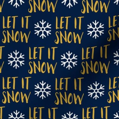 Let it Snow - gold on blue - Christmas Winter Holiday - LAD19