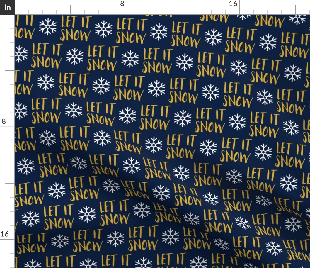 Let it Snow - gold on blue - Christmas Winter Holiday - LAD19