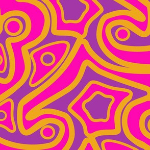 Islands in Psychedelic 1960's Pink Gold and Purple