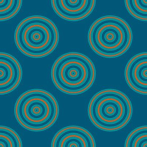 Polka Dot Circles in Aqua Orange Blue