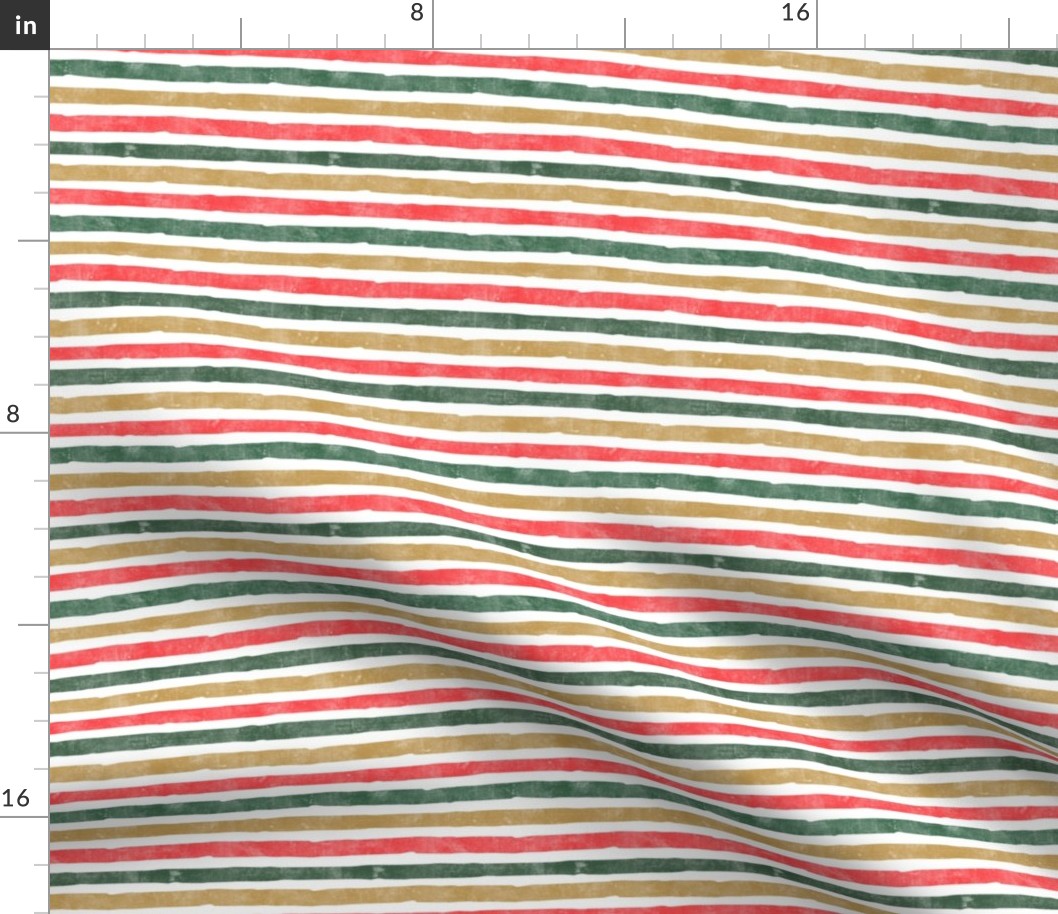 Christmas Stripes - gold, green, red - LAD19
