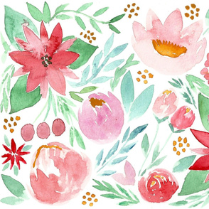 Christmas Watercolor Florals - LARGE