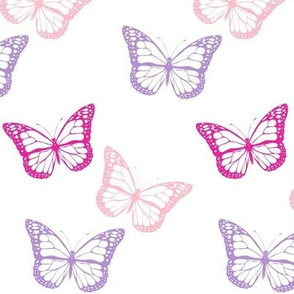 Tossed Pink and Purple Butterflies