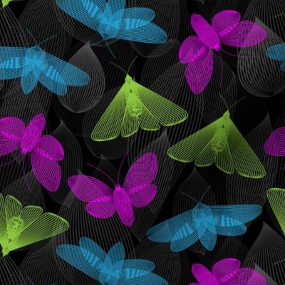 Bright Flittery Linocut Moths
