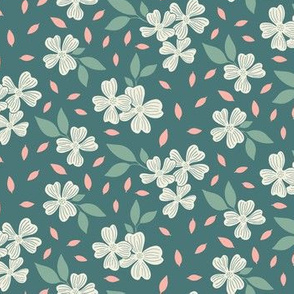 Dogwood Floral on Blue