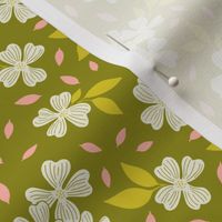 Dogwood Floral on Lime