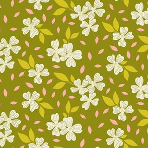 Dogwood Floral on Lime