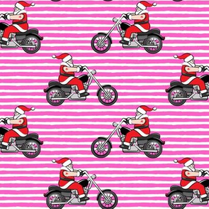 Chopper (motorcycle) Sleeveless Santa - hot pink stripes - LAD19