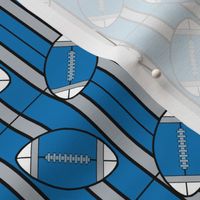 Blue Silver Black White Football Polka Dots on Stripes