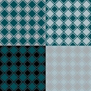 Diamond Cheater Quilt in Green_ Silver_ Black_ Charcoal