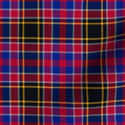 Plaid in  Gold Black Blue Red Silver