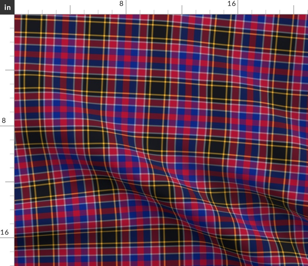 Plaid in  Gold Black Blue Red Silver