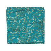 Vincent Van Gogh Almond Blossom on Teal Blue Background 