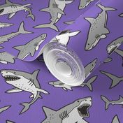 Sharks Shark Grey on Purple
