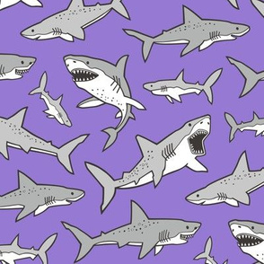 Sharks Shark Grey on Purple