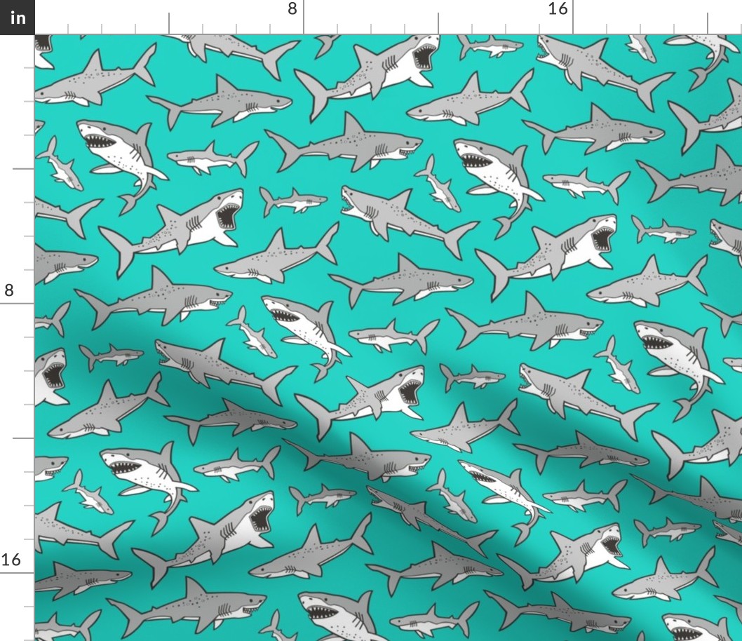 Sharks Shark Grey on Green