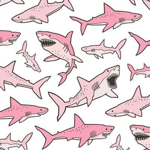 Sharks Shark Pink on White