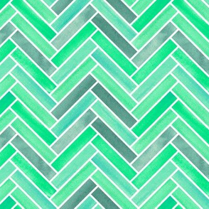 Green Watercolour Herringbone Pattern