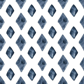 Watercolour Diamonds Indigo (Larger Scale)