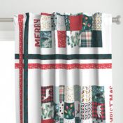 Merry Christmas blanket cheater quilt wall hanging panel  red green deers bears
