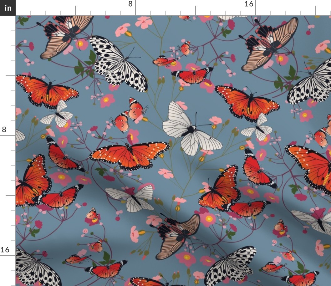 Large // Butterflies in flower field