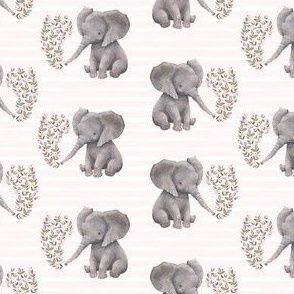 4" Floral Baby Elephant with Pink Stripes