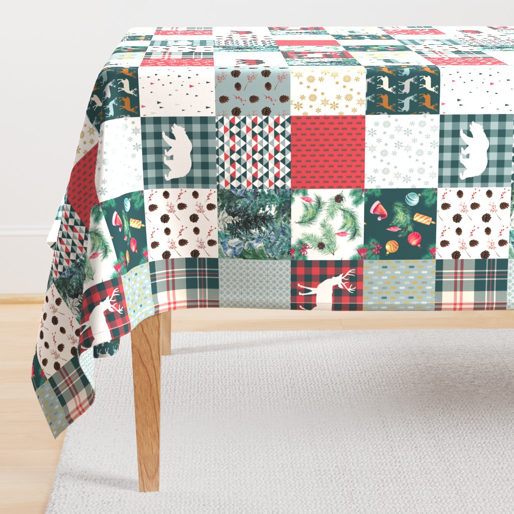 Deers and bears Christmas blanket wholecloth quilt Charm pack