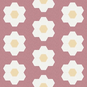 clover daisy hexagon - 6" daisy - sfx1718 - daisy quilt, baby quilt, nursery, baby girl, kids bedding, wholecloth quilt fabric