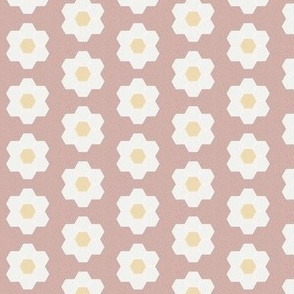 rose daisy hexagon - 1.5" daisy - sfx1512 - daisy quilt, baby quilt, nursery, baby girl, kids bedding, wholecloth quilt fabric