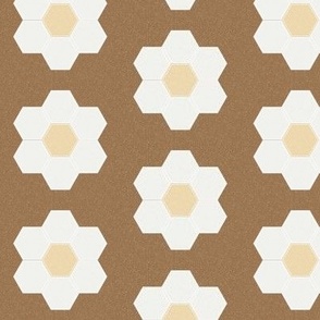 chipmunk daisy hexagon - 3" daisy - sfx1044 - daisy quilt, baby quilt, nursery, baby girl, kids bedding, wholecloth quilt fabric