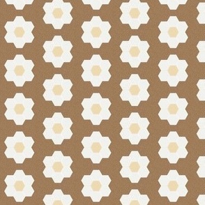 chipmunk daisy hexagon - 1.5" daisy - sfx1044 - daisy quilt, baby quilt, nursery, baby girl, kids bedding, wholecloth quilt fabric