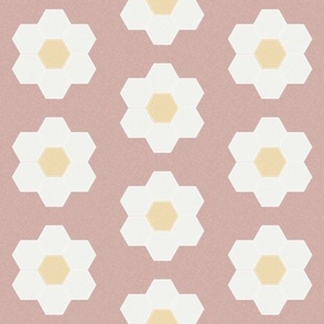 rose daisy hexagon - 6" daisy - sfx1512 - daisy quilt, baby quilt, nursery, baby girl, kids bedding, wholecloth quilt fabric