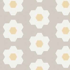 oat daisy hexagon - 3" daisy - sfx5304 - daisy quilt, baby quilt, nursery, baby girl, kids bedding, wholecloth quilt fabric