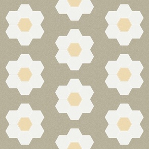eucalyptus daisy hexagon - 6" daisy - sfx0513 - daisy quilt, baby quilt, nursery, baby girl, kids bedding, wholecloth quilt fabric