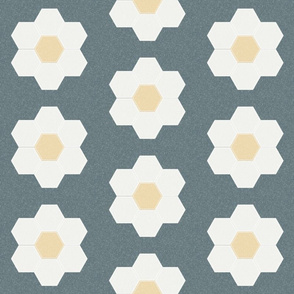 stone daisy hexagon - 6" daisy - sfx4011 - daisy quilt, baby quilt, nursery, baby girl, kids bedding, wholecloth quilt fabric