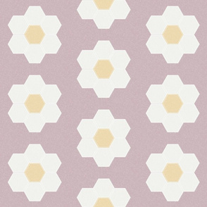 lilac daisy hexagon - 6" daisy - sfx1905 - daisy quilt, baby quilt, nursery, baby girl, kids bedding, wholecloth quilt fabric