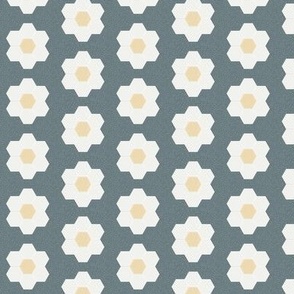 stone daisy hexagon - 1.5" daisy - sfx4011 - daisy quilt, baby quilt, nursery, baby girl, kids bedding, wholecloth quilt fabric