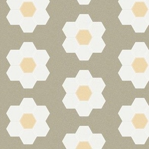 eucalyptus daisy hexagon - 3" daisy - sfx0513 - daisy quilt, baby quilt, nursery, baby girl, kids bedding, wholecloth quilt fabric