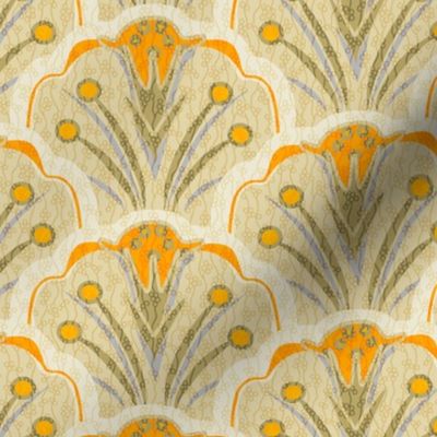 Blooming Scallop Shells in Orange Olive and Sand