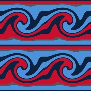 Red Wave Blue Wave Stripes with Gray and Navy