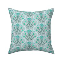 Blooming Scallop Shells in Turquoise Sage and Bluegray