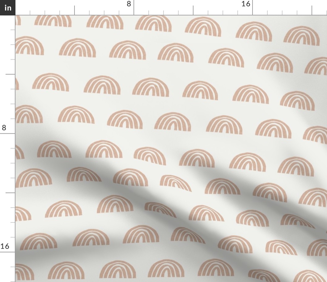 Scattered Rainbows Fabric - Almond sfx1213 || Earth toned rainbows fabric || Rainbow Baby kids bedding